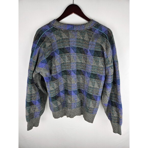 Paul Fourticq 80's Wool Blend Cardigan Sweater France Size XL Blue Gray Grandpa - Picture 3 of 12